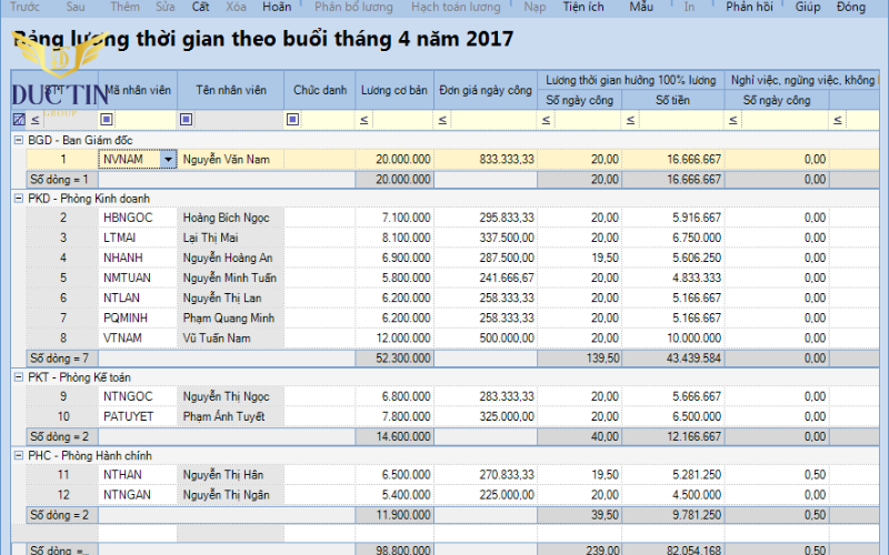 Phần mềm kế toán tính lương MISA 